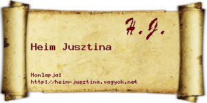 Heim Jusztina névjegykártya